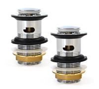 Xcel Home Replacement Slotted Chrome Click Clack Basin Waste | Brass Pop Up Sink Basin Plug | Standard G 1 1/4" BSP Connection (Standard | 2 Wastes)