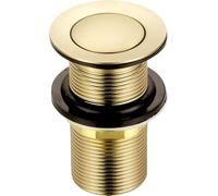 Xcel Home Unslotted Brushed Gold Click Clack Basin Waste | Quality Brass Pop-Up Bathroom Sink Plug | Standard G 1 1/4" BSP Connection | 1 pc