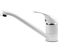 Xcel Home White Kitchen Mixer Tap, Brass Round Sink Taps for Kitchen with Hoses and UK Standard Fittings
