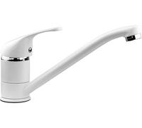 Xcel Home White Round Sink Kitchen Taps | Monobloc Single Top Lever Swivel Long Spout with Hoses and Standard Fittings | Brass Space-Saving Tap Mixers Ideal for Sinks