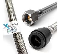 Xcel Home™ WRAS Approved PushFit Flexible Connector 22mm x 1/2" BSP (500mm Long) | 2 Lengths Available | Tap Connectors for Kitchen Sink/Bathroom Basin Stainless Steel Braided Flexi Tail | 1 Pipe