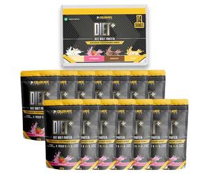 Xcelerate Nutrition Diet+ Whey Protein 40g Sachets - 30.6g Protein per Serving | High Performance Low Calorie Shake | Strawberry, Chocolate, Vanilla, Banana or Mixed Flavours | Pack of 7, 14 or 20