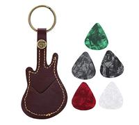 Xcello Guitar Picks, Portable Leather Brass Guitar Pick Bag Sleeve Holder Including Pick Accessories(Brown)