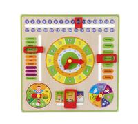 Xcello Smart Design Educational Wooden Clock Toy for Kids, Learn Time Date Season Weather, Wall Hanging Multifunctional Early Education Toy