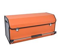 XCF Car Boot Organiser Collapsible Leather Boot Organiser with Lid and Push-pull Sturdy Handle and Storage for SUV, Truck, Sedan, Car Storage (Orange, XL (69 * 29 * 31cm))