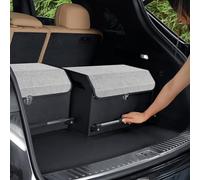 XCF Car Boot Organiser Collapsible Leather Boot Organiser with Lid and Push-pull Sturdy Handle for SUV, Truck, Sedan; an Organizing Box (Grey)