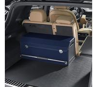 XCF Car Boot Organiser Collapsible Leather Boot Organiser with Lid and Push-pull Sturdy Handle for SUV, Truck, Sedan,Car Storage (Blue)