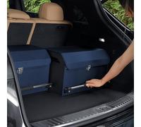 XCF Car Boot Organiser Collapsible Leather Boot Organiser with Lid and Push-pull Sturdy Handle for SUV, Truck, Sedan, Car Storage Box (Blue 52 * 29 * 31cm)