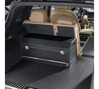 XCF Car Boot Organiser Collapsible Leather Boot Organiser with Lid and Push-pull Sturdy Handle for SUV, Truck, Sedan, Car Storage (Black)