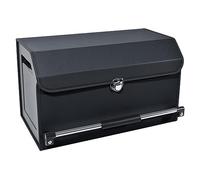 XCF Car Boot Organiser Collapsible Leather with Lid, Sturdy Boot Organiser | Push-Pull Handle For Easy Sliding Car Organiser, Car Boot Storage Fits Saloons, SUVs & Trucks, Car Boot Organiser Small