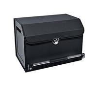 XCF Car Boot Organiser Storage Collapsible Leather Boot Organiser with Lid and Push-pull Sturdy Handle for SUV, Truck, Sedan, Car Storage (Black)