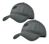 XCFWin 2 Pack American Flag Baseball Cap for Men Women Low Profile US Army Tactical Operator Military Plain Dad Hat, Grey ＆ Grey, One size