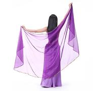 XChangeFun Semicircle Chiffon Hand Scarf Belly Dance Costume Outfit Hip Scarf Sequin Trim Gold Shawls Veils, Dark Purple, 98.43 x 47.24 inch (250cm*120cm)