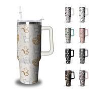 Xchearser Cat Tumbler with Handle and Straw, 40 oz Stainless Steel Insulated Cup with Lid and Straw,Travel Coffee Mug Water Bottle, Birthday Christmas Mothers Day Gifts for Animal Lovers Women