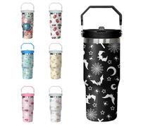 Xchearser Gothic Tumbler with Handle and Flip Straw for Women Men, 30oz Halloween Goth Stainless Steel Insulated Cup, Witch Moon Water Bottle Travel Coffee Mug Gifts