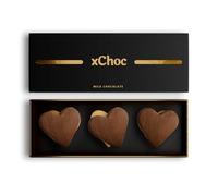 xChoc Chocolate Hearts For Couples - Milk Chocolate to Improve Mood, Performance & Energy - Vegetarian & Gluten-Free for Men & Woman (1 Box)