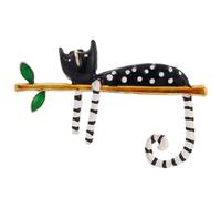 Xchon Brooch,Lazy Cat Brooch Dotted Cat Cat Sitting On The Tree Brooches for Women Men Cat Branch Pin Badge Lightweight