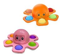 XCHOU Simple Dimple Pop Fidget Toys Pop Fidget Spinner Toys Face-Changing Toy Sensory Hand Toys Stress Relief Anti-Anxiety Keyboard Mini Push Pop Fidget Toy For Kids Adults Orange+Pink