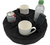 Xchouxer Couch and Bed Cup Holder Pillow, Sofa Organizer Caddy for Drinks, Remotes, Phones, Snacks (Black)