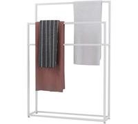 XCHSXYL 2-Tier Free Standing Towel Rail - Versatile Towel Holder for Bathroom Kitchen Laundry Bedroom - Stylish Towel Rack Stand (White 85x20x110cm)