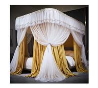 XCHSXYL Bed Canopy Mosquito Net For Twin Queen King, 230CM High Dust-proof Blackout Bed Curtain， Single Double Bed Bedroom Decor With Stand (Color : Yellow, Size : 180X200X230CM