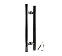 XCHSXYL Brushed Nickel Barn Door Handle, Modern Door Pull Handle/Sturdy Round Gate Bar Double Sided H Shaped, Stainless Steel Barn Door Grab Rail (Color : D, Size : Length 60cm(2