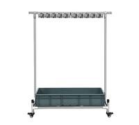 XCHSXYL Cart Movable Floor-Mounted Mop Rack,Utility Broom Holder, Cleaning Tool Cart, Umbrella Storage Stand, Stainless Steel Mop Drain Rack can put wet mops,with Gray Tray,Garde