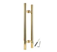 XCHSXYL Door Pull Handle Round H Type, Indoor Outdoor Barn Door Handles Brushed Nickel Sliding Door Grab Bar with Screws, Gold Gate Hardware Stainless Steel (Size : Length 80cm(3