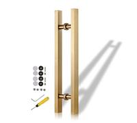 XCHSXYL Door Pull, Modern Gold Door Pull Handle Gold, Barn Door Handle/Indoor Outdoor Sliding Push Pull Handles, Master Bath/Shower Door Grab Bar, Villa Shed Gate Handles Square