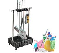 XCHSXYL Drain Rack Broom Mop Holder Mobile Mop and Broom Holder Cleaning Supplies for Housekeeping Mop Bucket Cleaning Carts on Wheels Garden Tool Organizer Mop Umbrella Stand