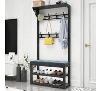 XCHSXYL Entryway Hall Tree Shoe Ben Coat Rack With Storage Shelves And Hooks Mudroom Storage Organizer For Entrance Hallway With Seat Cushion Metal e (Color : B, Size : 60 * 30 * 172cm