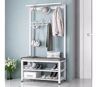 XCHSXYL Freestanding Clothes Rack with Double Hooks, Metal Frame Clothes Rack with Hooks, Reinforced with Four Cross Braces, for Living Room, Office, Bedroom, L: 80/100 cm