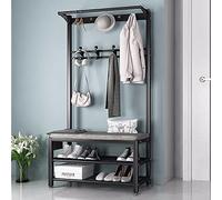 XCHSXYL Freestanding Clothes Rack with Double Hooks, Metal Frame Clothes Rack with Hooks, Reinforced with Four Cross Braces, for Living Room, Office, Bedroom, L: 80/100 cm