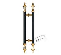XCHSXYL Large Door Pull Handle, Vintage Steel Push Pull Bar Handle Double Sided H Shape, European Round Tube Barn Sliding Door Hardware, with Complete Kit (Color : Black, Size :