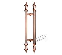 XCHSXYL Large Door Pull Handle, Vintage Steel Push Pull Bar Handle Double Sided H Shape, European Round Tube Barn Sliding Door Hardware, with Complete Kit (Color : Red Bronze, Si