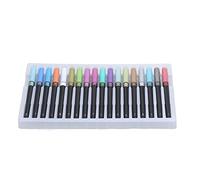 XCHYEAM 18pcs Brush Tip Coloring Markers, Metallic Watercolor Marker Pens with 2mm Round Pen Head, Glossy Opaque Ink for DIY Crafts, Scrapbooking, Cards and Black Paper