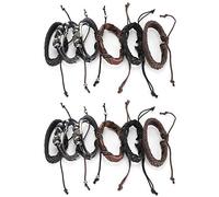 XCHYEAM 2 Set Vintage Leather Bracelet, Braided Wrap Adjustable Wristband, Handmade Craft Bracelet with 6 Styles for Men Women, Perfect for Daily Wear and Gifts