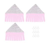 XCHYEAM 3PCS Small Animal Hanging Hammock for Guinea Pig Rabbit Ferret, Pet Cage Hammock with Tassels, Soft Plush Triangle Hammock for Hamster Rat, Space - Saving Cage Accessory (Pink)