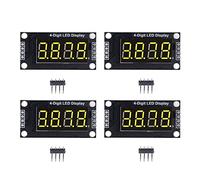 XCHYEAM 4 Sets Digital Tube Display Module, 4 Digit 7 Segment LED Display with TM1637 Drive Chip, 0.36in Clear Numeric Display for Smart Control Projects (Yellow MRA110C)