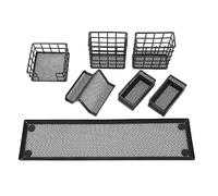 XCHYEAM 7pcs Mesh Desk Organizer Set, Multi Functional Office Accessories with Phone Stand, Paperclip Storage, Pen Holders and Memo Tray, Iron Mesh Desk Organizer for Home Office Desk Orga