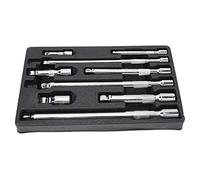 XCHYEAM 9 Piece Wobble Extension Bar Set, 1/4in 3/8in 1/2in Drive Socket Extension Bars with Adjustable Wobble Head for Hard to Reach Fasteners, Includes Storage Tray