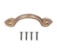 XCHYEAM Antique Copper Bow Shaped Cabinet Pull, Retro Chinese Style Door Handle for Wardrobe Drawer Closet, Rustproof Solid Copper Hardware with Mounting Screws (S)