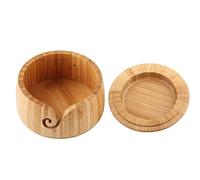 XCHYEAM Bamboo Yarn Bowl Yarn Holder with Removable Lid, Natural Wood Storage Bowl for Knitting and Crocheting, Smooth Finish Sustainable Craft Organizer for Home or Travel