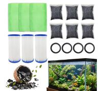 xcivi Accessories for Magnum Polishing Internal Canister Filter, 6PCS Aquarium Carbon, 3 Pack Polishing Internal Canister Filter, 4PCS Foam Rubber Gasket, 3 PCS Micron Cartridge Replacements