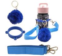 xcivi Cup Accessories for Simple Modern Paw Patrol Kids Water Bottle, Including Water Bottle Straps, Crubber Cup Ring, Plush Ball for Simple Modern (Blue)