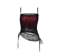 XCJIKUKE Women Gothic Crop Tank Top Y2k Cropped Camisole Shirt Emo Grunge Cami, Red 1, L