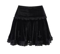 XCJIKUKE Women Gothic Mini Skirt Fairy Grunge Punk High Waisted A-Line Pleated Skirts with Slit Y2k E-Girl Long Maxi Skirt, Womens Gothic Skirt, L