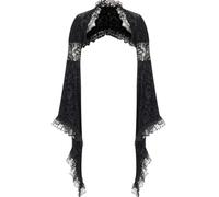 XCJIKUKE Womens Gothic Shrug Goth Lace Cardigan Mesh Bell Sleeve Shawl Y2k Crop Top Punk Halloween Shirt, Black 3, Large