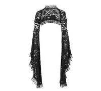XCJIKUKE Womens Gothic Shrug Goth Lace Cardigan Mesh Bell Sleeve Shawl Y2k Crop Top Punk Shirt, Black 7, Large