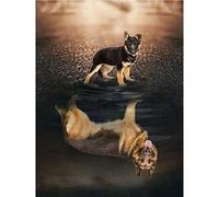 XCJX (30x40cm round diamond No frame) 5D DIY diamond painting German shepherd dog crystal diamond embroidery rhinestone mosaic kit decoration